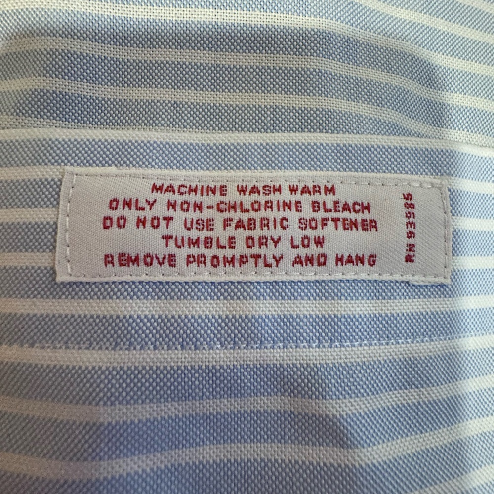 Brooks Brothers Men's Blue and White Striped Dress Shirt - Picture 4 of 9
